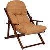 Liberoshopping poltrona sdraio pieghevole in legno con cuscino imbottito, reclinabile in 3 posizioni, richiudibile e pronta all'uso - ideale per giardino, terrazzo o veranda - made in italy - telaio noce (Sabbia)