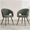 chairus Set di 2 Sedie Cucina in Tessuto Sedia da Pranzo con Schienale in Trapuntato Design Poltroncina con Gambe in Metallo Sedia Imbottita per Sala da Pranzo/Soggiorno/Ristorante, Verde