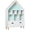 HOMCOM Libreria Scaffale Portagiochi per Cameretta Bimbi e Ragazzi con Mensole a Cubi Bianca, Due Colori Cambiati, Azzurra e Rosa 82x30x126cm