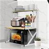 LANTUS Mensola Microonde Estensibile con Ganci, Supporto Allungabile per microonde, Scaffale da Cucina Organizzatore,65 * 54 * 30 cm - Noce