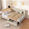 BIYFSDS Letto Capitonné 140 x 200 cm, Letti 140 x 200 con Rete Letto Cassettiera Matrimoniale con 2 cassetti e Lampada da Comodino LED, Porte USB e Tipo-C, Letti per Adolescenti Telaio di letti 2 posti in