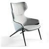AC ANGEL CERDÁ Angel Cerdá - Poltrona Design Moderno Rivestita in Tessuto Grigio con Profili Neri | Design Avvolgente e Confortevole, Sedile Imbottito | Base in Acciaio Nero | Design per Salotto | 70 x 90 x 102 cm