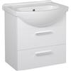 VBChome Set di mobili da bagno 50 x 53 x 43 cm con lavabo in ceramica e pensile con 2 cassetti - Compatto, funzionale ed elegante per piccoli bagni
