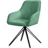ML DESIGN modern living ML-Design Sedia da Sala da Pranzo Girevole a 360° in Tessuto di Tessitura Verde Sedie da Soggiorno con Braccioli e Schienale Poltrona da Cucina Imbottita Poltroncine Gambe in Metallo Ergonomica