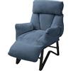 ML DESIGN modern living ML-Design Poltrona Reclinabile Blu Rivestimento in Lino, con Schienale Regolabile, Braccioli, Poggiapiedi e Tasche Laterali, Poltroncina Relax da Lettura, Sedia Lounge Imbottita per Soggiorno