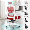 ALFORDSON Sedia Ufficio Scrivania Ergonomica, Con Braccioli Pieghevoli, Sedile Imbottito e Schienale in Rete Traspirante, Funzione Oscillante, Girevole con Ruote, Portata 180 kg(Rossa)
