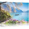 Pixxprint Lago di Ginevra al Sole Stampa su Tela 60x40 cm Artistica murale