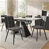 KAZZIO Set da pranzo (5-TLG), tavolo da pranzo allungabile per 4 persone, 160 x 80 x 75 cm, con 4 sedie in velluto grigio, piedini a colonna bianchi