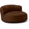 Lumaland - Pouf per esterni, pouf rotondo, con imbottitura da 320 l, 90 x 50 cm, marrone