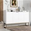 FEEOHOME Credenza Bas, mobile portaoggetti con gambe in metallo, mobile da cucina con 4 ante e ripiani regolabili, armadio da cucina, 120 x 30 x 80 cm, per sala da pranzo, soggiorno (bianco)