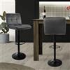ML DESIGN modern living ML-Design Set di 2 Sgabelli da Bar Rivestimento in Velluto Grigio Sedia da Bancone Regolabile in Altezza 63-83 cm Girevole a 360° Sgabello Alto da Cucina Imbottito con Schienale e Poggiapiedi