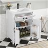 Easexcy 60x46x84,8 cm Mobile da bagno a terra con lavabo, ripiani a doppia porta, pratici cassetti, lavabo in ceramica integrato (Bianco, 60x46x84,8 cm)