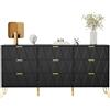 UEV Cassettiera 9 Cassetti, 150 x 34 x 74 cm, Como Camera da Letto in Legno ingegnerizzato, Mobile con Cassetti, Credenza Moderna per TV, Soggiorno, Corridoio, Cucina, Nero