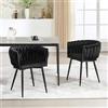 KHISCHMO Set di 2 Sedie da Pranzo in Velluto, con Braccioli e Schienale Intrecciato a Nodo, Design Moderno, per Cucina Soggiorno Camera da Letto Ufficio, Nero