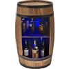 CREATIVE COOPER Armadietto porta vino in legno con luci LED - Mini bar - Armadio per alcolici da uomo - Barile - Tonneau - 80 cm di altezza - Decorazione retrò - Legno di conifera - Mobile barile
