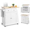 KOMFOTTEU Carrello da Cucina Con Piano di Lavoro, 80 x 45 cm, Isola Su Ruote, Armadio Con Cassetti, Portaspezie, Trolley in Legno Massiccio per Sala da Pranzo
