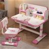 SpirWoRchlan Set scrivania per bambini con supporto per libri, scrivania regolabile in altezza e sedia con cassetto, spazio di archiviazione (rosa C)