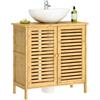 sogesfurniture Armadietto per lavabo, in bambù, con 2 ante lamellari, salvaspazio, 60 x 30 x 60 cm