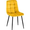 CLP Sedia da Pranzo Imbottita Antibes, Sedia da Cucina in Velluto con Schienale e Struttura in Metallo Nero, Portata 150 kg, Colore:Giallo