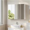 EUGAD Armadietto Bagno con Specchio, Mobile Bagno Sospeso, con 3 Ante, Ganci, Ripiani Regolabili, Stile Nordico, Bianco, 70x14,5x61 cm