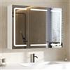 DICTAC Specchio Contenitore Bagno con illuminazione e Presa Elettrica Armadietto Specchio Bagno con Luce e 3 Ripiano Regolabile Mobile bagno da parete con 3 Ante specchio,16 x 80 x 60cm,Bianco