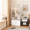 BestAlice Armadio moderno con luce a LED e ante in vetro, 2 ante, multifunzione, appendiabiti e 2 cassetti, per soggiorno, camera da letto, cameretta dei bambini, bianco (80 x 50 x 175 cm)