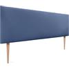 DHOME Testata Imbottita Liscia in Similpelle o Tessuto AQUALINE - Testata Letto di Lusso 160cm con Gambe (Letti 150/160), Similpelle Blu