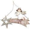 SHALOM - Addobbo Natalizio in Legno Stella Cometa E Angelo. Lunghezza 22,3 Cm