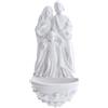 SHALOM - Acquasantiera Sacra Famiglia, in Resina Bianca. Altezza 20 Cm
