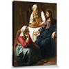 1art1 Johannes Vermeer Poster Stampa Artistica su Tela Cristo in Casa di Marta E Maria, 1655 Quadro da Parete sulla Barella | Murale XXL | Immagine 40x30 cm