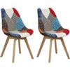 Totò Piccinni Sedia FUTURA con cuscino imbottito e gambe in LEGNO di faggio dal desing scandinavo (2, Tessuto Patchwork Party)
