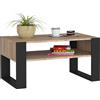 AKORD | Tavolino da Salotto in Legno - DOMI | Tavolo da Caffè con gambe un Ripiano | Coffee Table | Tavolini Basso Moderno | Arredamento Casa | 92 x 45 x 53 cm | Rovere Sonoma + Gambe Nere