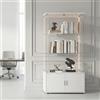 FOERPL Vetrina Soggiorno, vetrina in Vetro con Led 164x78,5x35 cm Mobile Vetrinacon Led VetrinaEspositiva per Collezionismo con 2 Porte 3 Strati Armadio Vetro con Serratura per Bar ufficio
