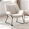 chairus Poltrona Salotto Poltrona Imbottite in Tessuto di Lino Poltroncina da Salotto con Braccioli Poltrone Moderne con Gambe in Metallo per Soggiorno/Camera da Letto, Beige