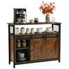 H.J WeDoo Credenza, Mobile da Cucina, Armadietto Organizzatore, 2 Ante Scorrevoli, 100 x 33 x 80 cm, Stile Country, per Soggiorno, Marrone Cammello e Nero Inchiostro