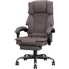 Submi Sedia Gaming con Schienale Ampio Sedia Ufficio per Adulti con Poggiapiedi per Home Office, Sedia da Scrivania Regolabile in Altezza Poltrona Ufficio con Funzione Reclinabile, Marrone Scuro