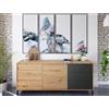 CAESAROO Madia soggiorno 154 cm Rovere nordico e Grigio antracite con 2 ante e 3 cassetti - Rovere e Grigio