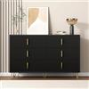 Gelukueub Elegante credenza dal design moderno, cassettiera e molto spazio, maniglie dorate (nero+oro)