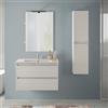 Inbagno Mobile Bagno Sospeso 80 cm Rovere Bianco - Composizione Con Lavabo In Ceramica, 2 Cassettoni Soft-Close E Pensile Colonna 125 cm - Linea Nadia