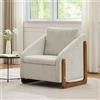 SUKY Poltrona Salotto Sedia Accento Soggiorno 73.5 x 73.5 x 73.5 cm, Set di 1 Poltrona Lounge Sedia Moderna con Bracciolo in Legno con Cuscino Schienale, Tessuto Ciniglia Grigio (Beige)