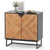 COSTWAY Credenza Bassa per Soggiorno con 2 Ante e 2 Ripiani, Mobile da Cucina Moderno in Legno di Abete, Mobiletto con Gambe in Metallo per Salotto e Ingresso, 80 x 40 x 80 cm (Nero)