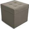 MG Design Pouf contenitore imbottito 45 × 45 cm Grigio - capacità ca. 50 L, fino a 300 kg, superficie morbida con leggero riflesso, struttura in legno massiccio, già montato e facile da pulire