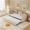 KecDuey Letto imbottito per bambini, 90 x 200 cm, divano letto estraibile in velluto imbottito con rete a doghe, moderno divano letto Daybed Frame (beige)