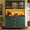 Kebnor Armadi da cucina alti con ante in vetro marrone e illuminazione a LED, 120 x 40 x 179 cm