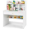 COSTWAY Scrivania in Legno 80 x 48 x 102 cm per Bambini 3+ Anni, Scrivania Cameretta Bambina con 5 Mensole, 1 Cassetto, Spazio di Lavoro e Angoli Arrotondati, Ideale per Studio e Disegno (Bianco)