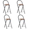 GOKHOMX Set di 4 sgabelli da bar pieghevoli pieghevoli con schienale e sedia da bar, sgabello pieghevole, sgabello pieghevole, portatile, per bar, cucina, balcone, giardino, altezza seduta 55,5 cm,