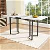 TIZZ Tavolo telescopico moderno (140-179,5×80 cm) - tavolo da pranzo allungabile salvaspazio con robusto telaio in metallo, rettangolare, ideale per sala da pranzo e soggiorno, in bianco/nero