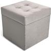 MG Design Pouf contenitore imbottito 45 × 45 cm Argento - capacità ca. 50 L, fino a 300 kg, superficie morbida con leggero riflesso, struttura in legno massiccio, già montato e facile da pulire