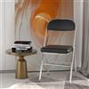 Rcynview Sedie Pieghevoli Salvaspazio con Struttura in Metallo e Ecopelle Sedia Pieghevole da Interno Esterno Sedia Imbottita Portatili per Viaggio Cucina Soggiorno Camera da Letto Giardino 42x46x80 cm Nero,1