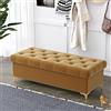ASHILD Lussuosa Ottomana con Contenitore - Moderna Panca Imbottita in Velluto per Camera da Letto, Soggiorno e Estremità del Letto - Marrone 120x40x40cm